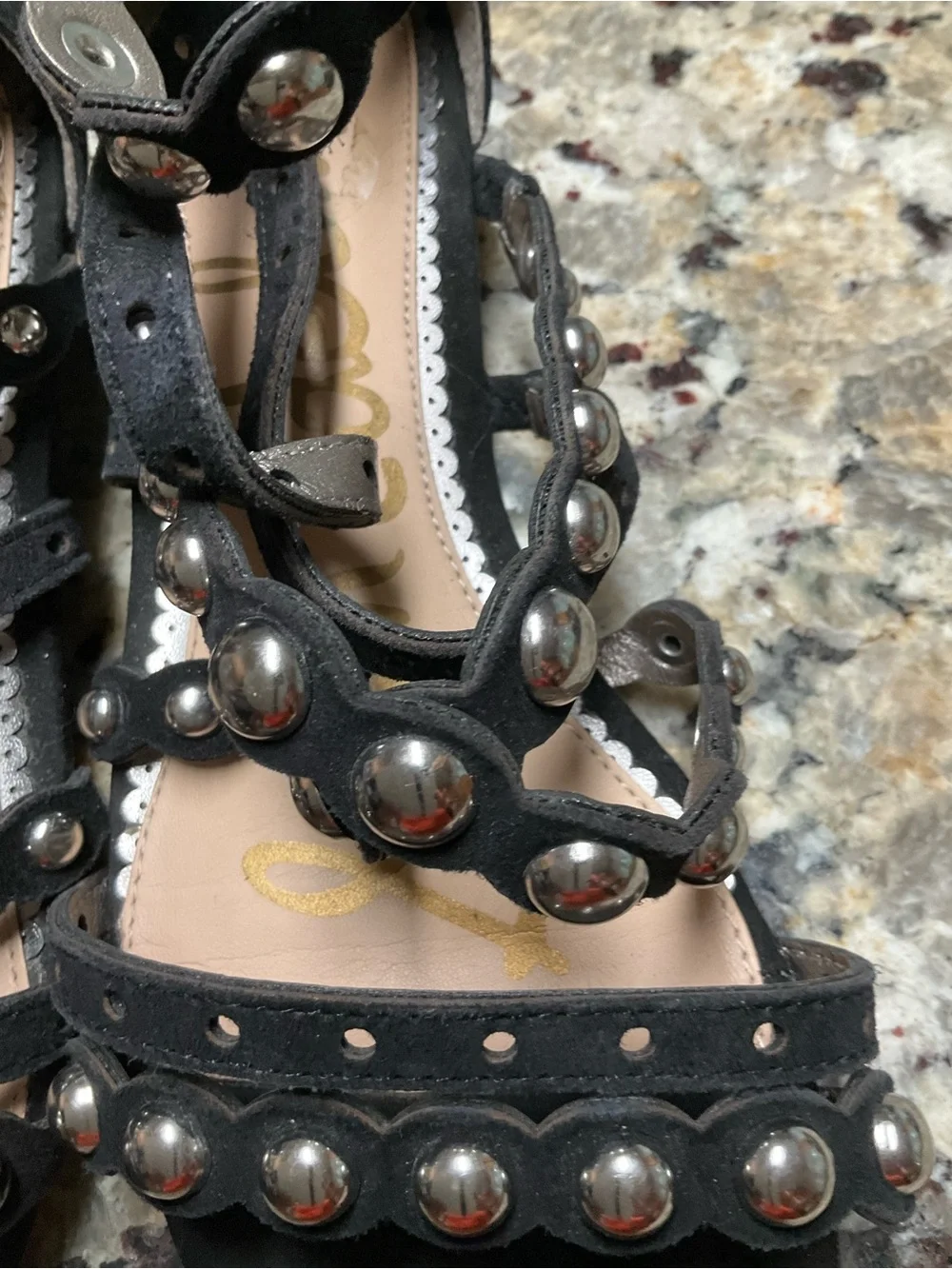 Sam Edelman Black Suede Strappy Gladiator Sandals
